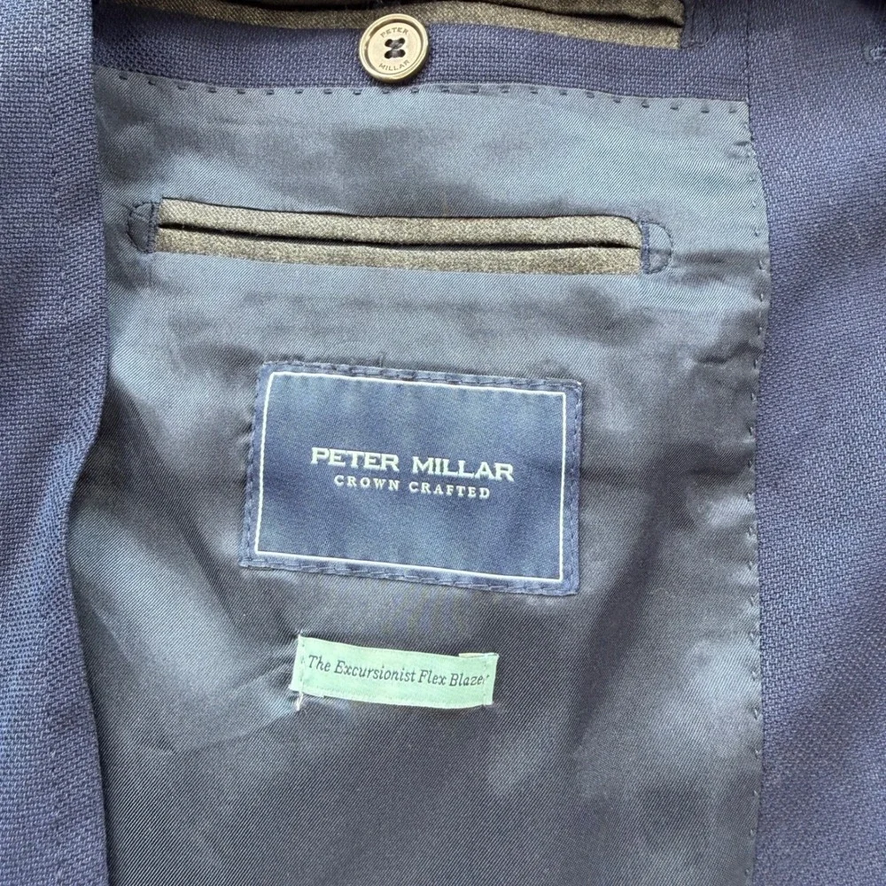 Peter Millar Crown Crafted The Excursionist Flex Blazer Navy Blue Wool 42 Coat